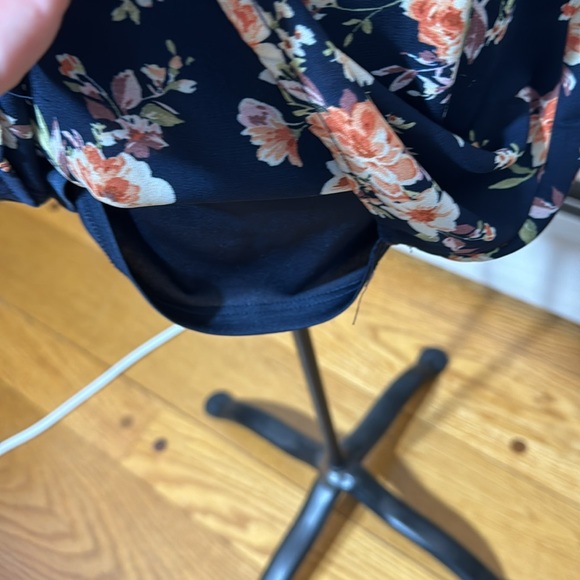 As U Wish Womens Large Short Sleeve Dress Elastic Waist with Belt Floral - Picture 8 of 12